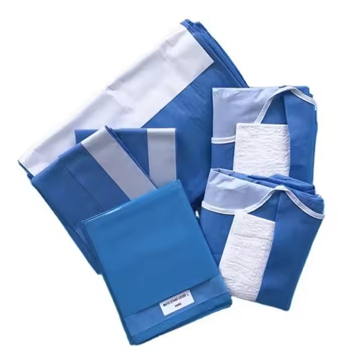 Basic Medical Sterile Disposable Cardiovascular Universal Drape Kit Surgical Drapes with Surgical Gown